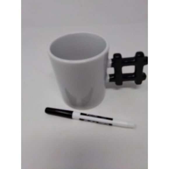 Cool Trendy Hashtag # Ceramic Mug or Cup With Dry Erase Marker Kikkerland Brand - Picture 3 of 5
